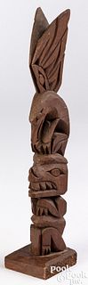 Haida or Tlingit Indian carved cedar totem pole