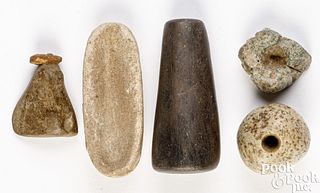 Five Native American Indian stone artifacts