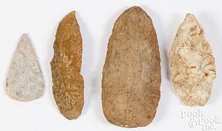 Four Midwest Indian stone blades