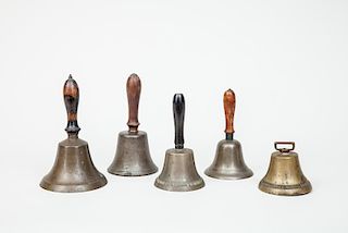 Five Wood-Handled Metal Bells