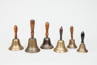 Group of Six Wood-Handled Bells
