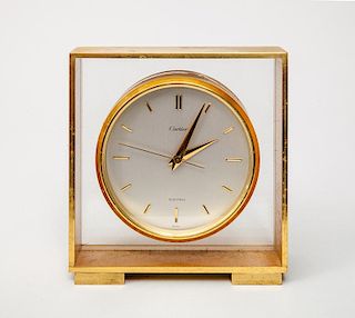 Cartier Brushed Gilt-Metal Clock