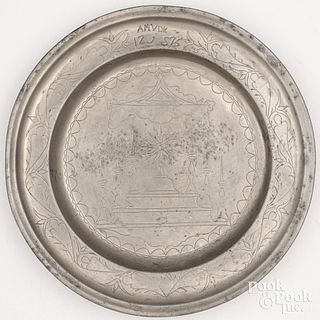 Continental pewter Communion dish, 18th/19th c.