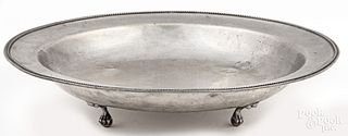 Footed pewter dish