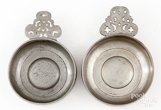 Two English pewter porringers, 18th c.