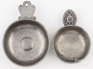 Two pewter porringers, 19th c.