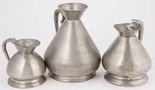 Three West Country harvester pewter measures