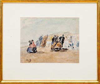 Attributed to Eugène Boudin (1824-1898): On the Seashore