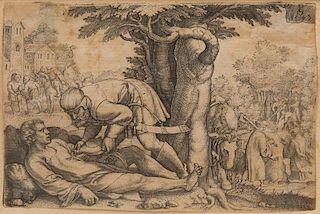 Georg Pencz (c. 1500-1530): The Good Samaritan Tending the Injured Traveler