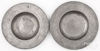 Two Continental pewter plates, 18th c.