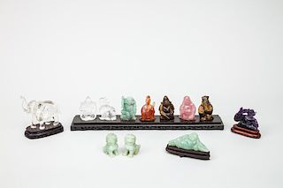 Group of Twelve Chinese Carved Hardstone Animals