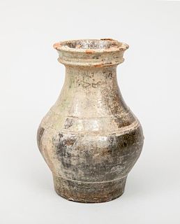 Hu Type Iridescent Grey Glazed Pottery Tomb Jar