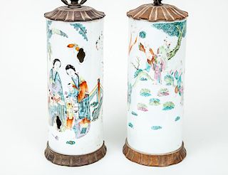 Two Chinese Porcelain Vases, Mounted as Lamps