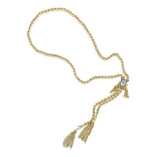 Vintage Enamel and Gold Chain Adjustable Necklace, Italian
