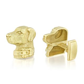 Kieselstein Cord Dog Gold Cufflinks