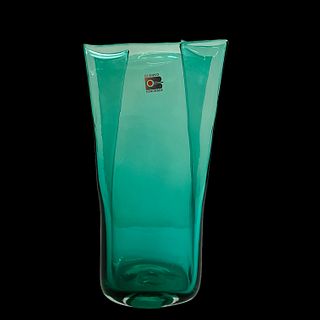 Blenko Green Paper Bag Art Glass Vase