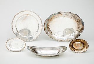 Group of Five American Silver Trays