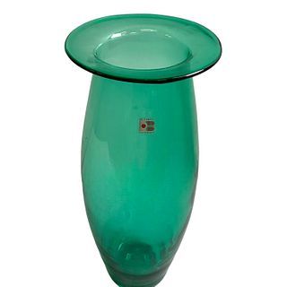Blenko 1990s Art Glass Green Vase