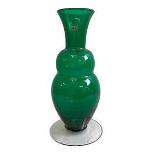Blenko 1990s Green Vase Style 9714