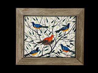 Signed D. Gourgue (Haitian, b. 1927) Colorful Birds Oil on Canvas