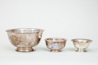 International Monogrammed Silver Large Revere Bowl, a Tiffany & Co. Silver Revere Bowl and an American Presentation Silver Bo