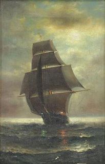 BILLING, Frederick W. Oil on Canvas. Ship at Sea.