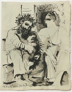 Pablo Picasso (After) - Scene de Famille Greeting Card