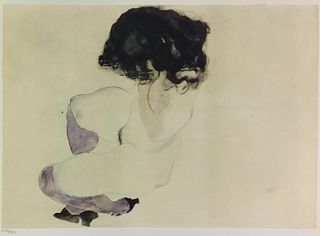 Egon Schiele (After) - Nude with Purple Stockings
