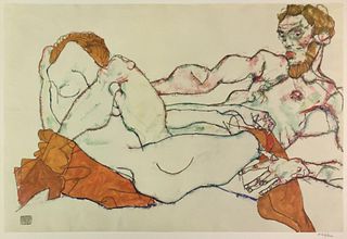 Egon Schiele (After) - Lovers Embracing