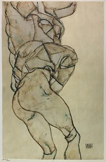 Egon Schiele (After) - Side View of Half Length Nude
