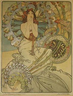 MUCHA, Alphonse. Color Lithograph, 1897.