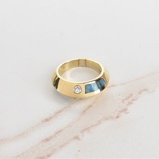 Black Opal, Diamond and 14K Ring