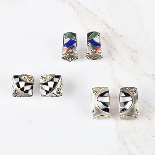 Gemstone, 18K and Silver Earrings