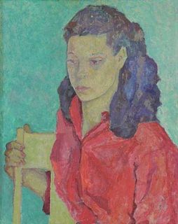 FONER, Liza. Oil on Canvas "Young Girl".