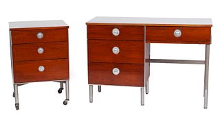 RAYMOND LOEWY FOR HILL-ROM DESK AND SET OF DRAWERS