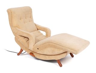 AN ELECTRIC CONTOUR LOUNGE CHAIR