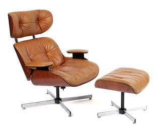GEORGE MULHAUSER FOR PLYCRAFT LOUNGE CHAIR AND OTTOMAN