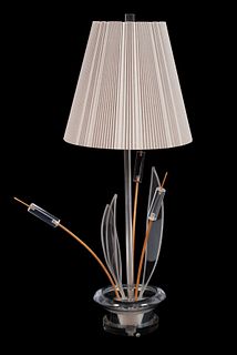 MCM CATTAIL LUCITE TABLE LAMP