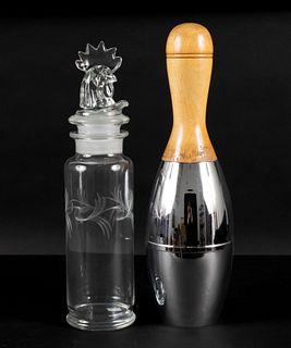 TWO ART DECO STYLIZED COCKTAIL SHAKERS