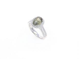 Alexandrite Diamond & 18k White Gold Ring