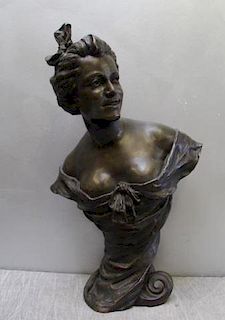 Russian? Large Bronze Bust Signed in Cyrilic? &