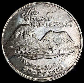 Toned The Great Northwest Proof 1 ozt .999 Silver Trade Unit