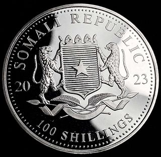 2023 Somali Republic 100 Shillings "African Wildlife" Proof 1 ozt .999 Silver