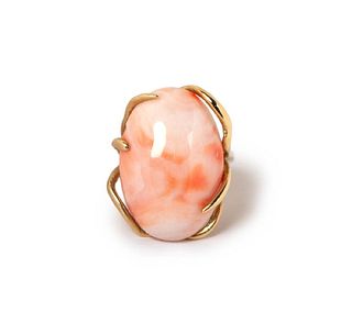 Pink coral 14K ring