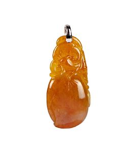 Natural honey brown jadeite pendant with report