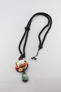 Natural coral, agate, peridot & jade necklace