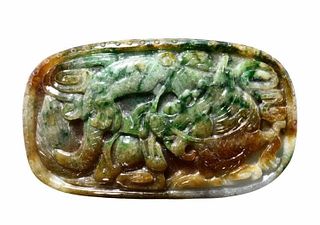 Tri-color jadeite ornament with GIA report