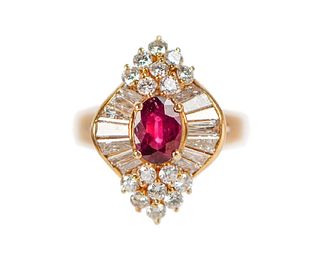 1.30 carats ruby and diamond ring with report