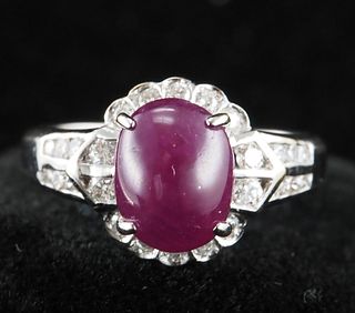 Natural ruby and diamonds 18K ring