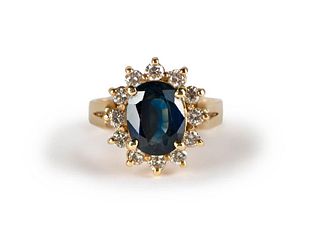 1.78 carats sapphire & diamond 14K ring, report